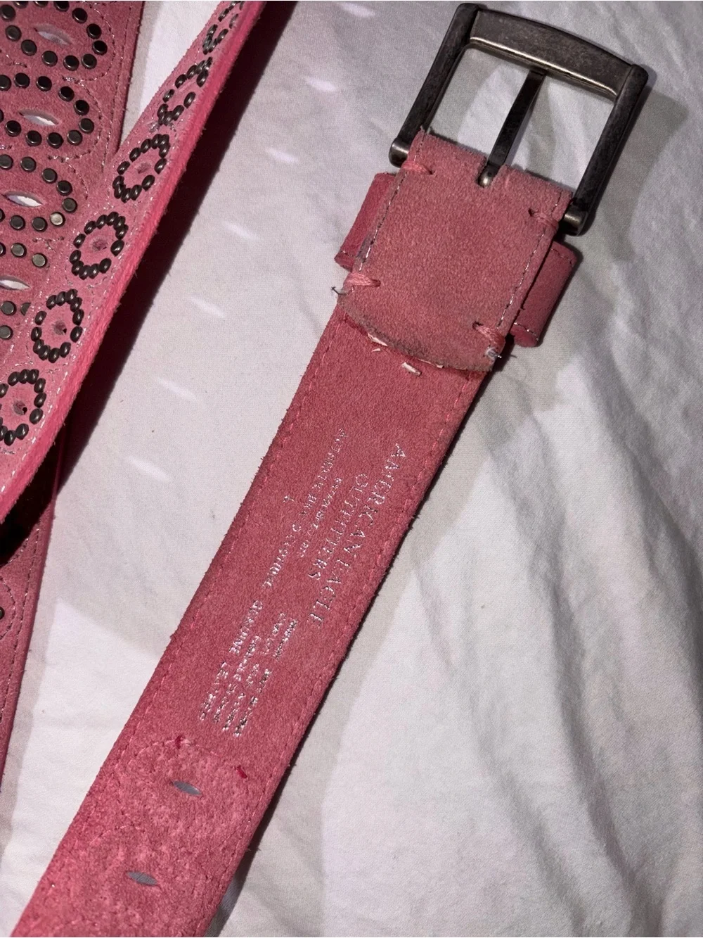 American Eagle Outfitters Pink Suede Studded Women's Belt large coastal cowgirl